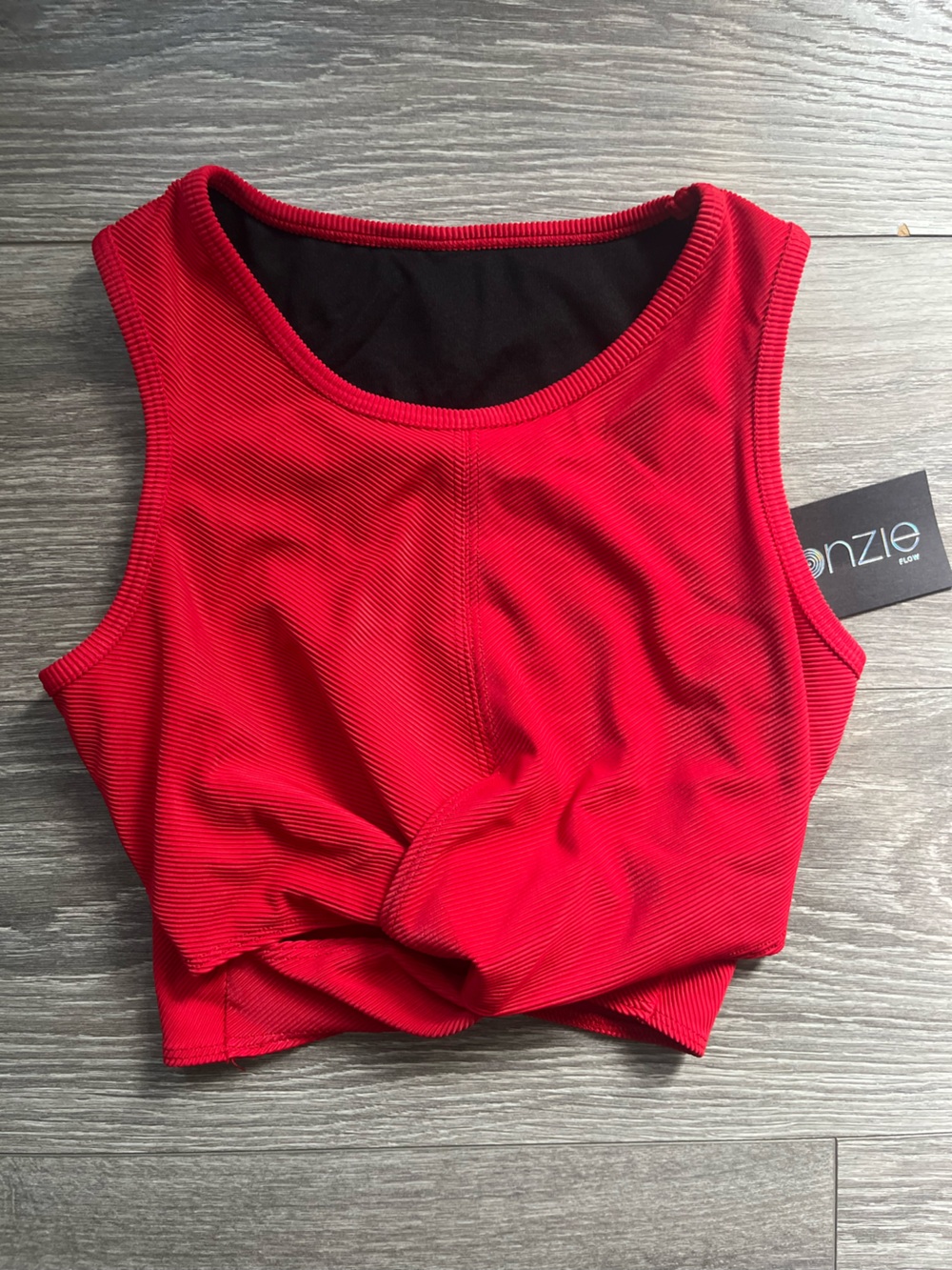 NEW Onzie Red Front Twist Crop Shelf Bra Yoga Pilates Active Workout Size M/L